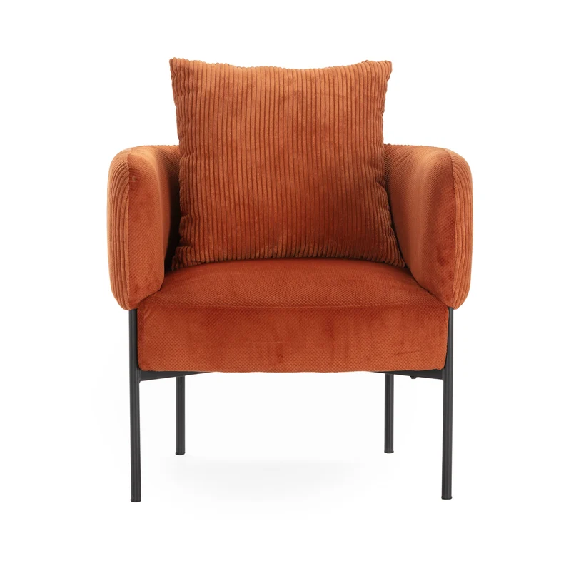 Poltrona in velluto a coste con gambe in metallo Arno 70x61 h72 cm