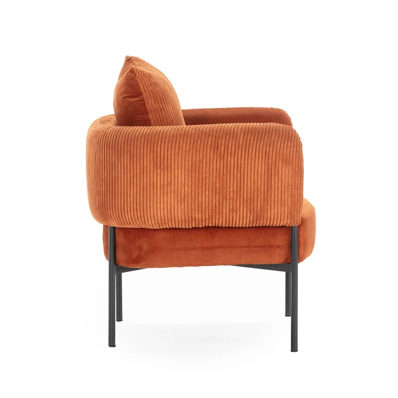 Poltrona in velluto a coste con gambe in metallo Arno 70x61 h72 cm