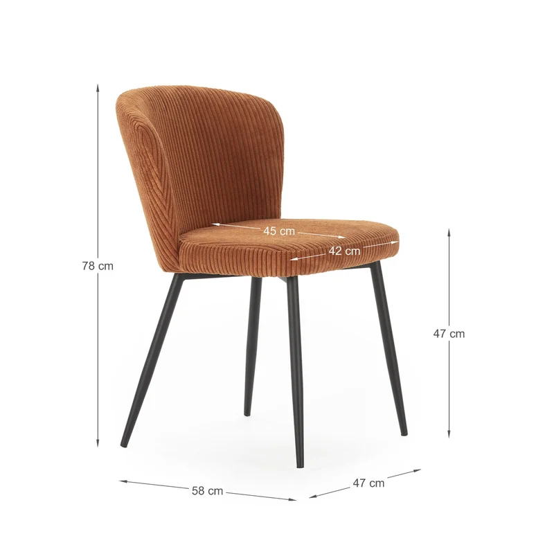 Set di 4 sedie in velluto e gambe in metallo Megan 47x58 cm h78 cm