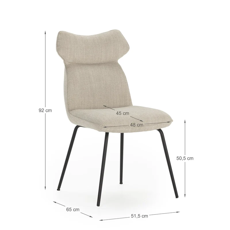 Set di 2 sedie in velluto e gambe in metallo Daria 51x65 h92 cm