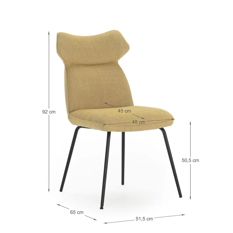 Set di 2 sedie in velluto e gambe in metallo Daria 51x65 h92 cm