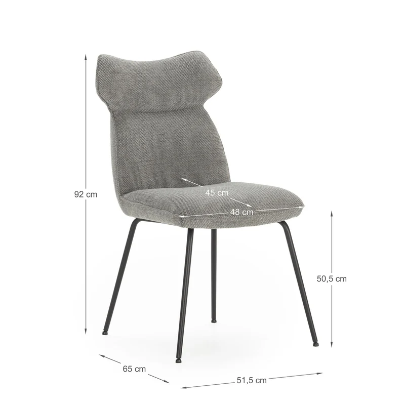Set di 2 sedie in velluto e gambe in metallo Daria 51x65 h92 cm
