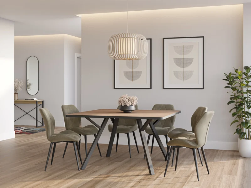 Tavolo quadrato per 4/8 persone in legno rovere Bob 136x136 cm