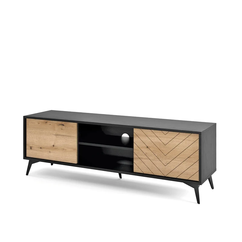 Mobile TV 2 ante 2 ripiani in legno laminato con piedi in metallo Evoke 154x50 cm