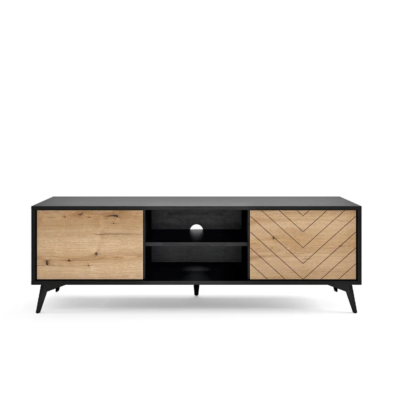 Mobile TV 2 ante 2 ripiani in legno laminato con piedi in metallo Evoke 154x50 cm