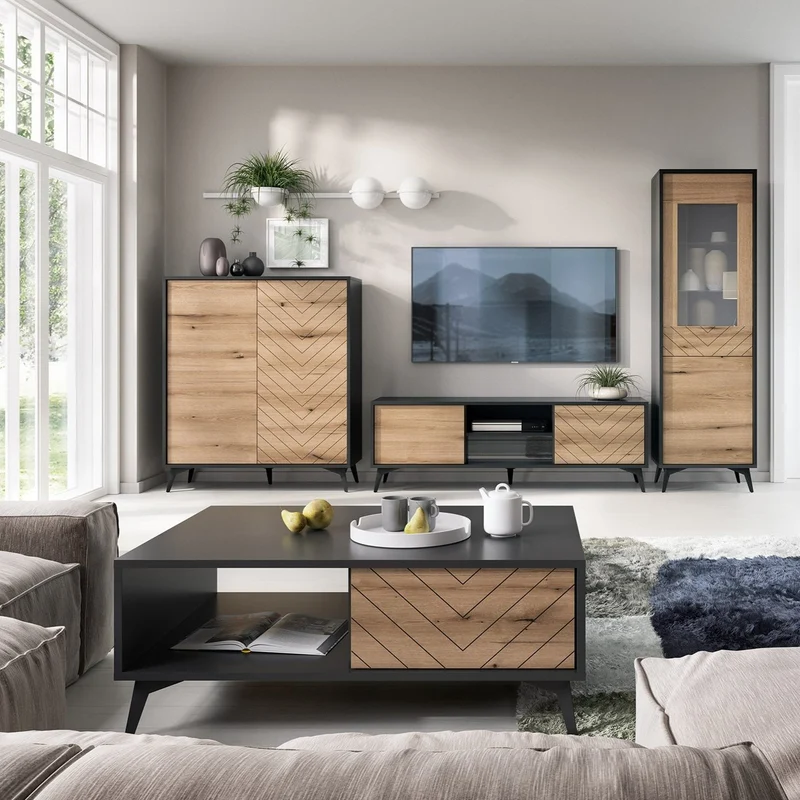 Tavolino da caffè in legno laminato con piedi in metallo Evoke 104x40 cm