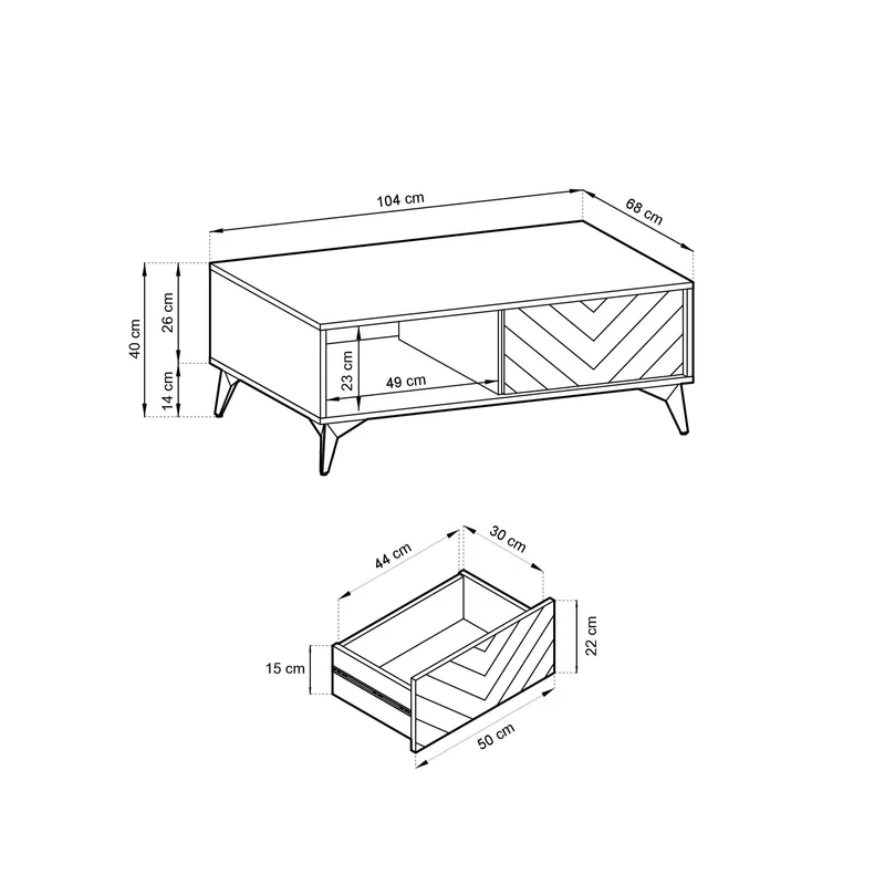 Tavolino da caffè in legno laminato con piedi in metallo Evoke 104x40 cm