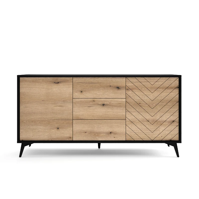 Madia 2 ante 3 cassetti in legno laminato con piedi in metallo Evoke 154x77 cm