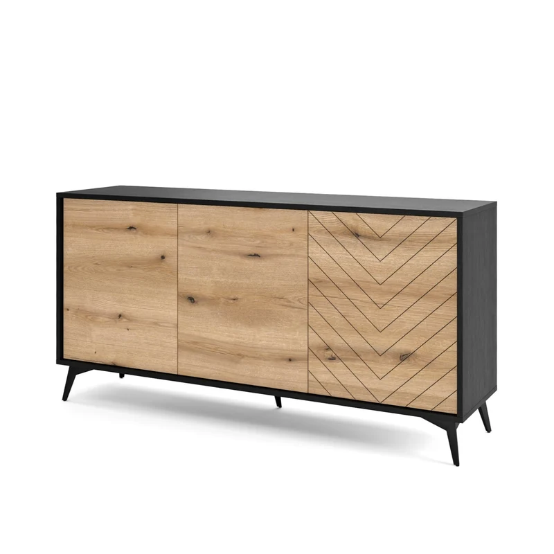 Madia 3 ante in legno laminato con piedi in metallo Evoke 154x77 cm