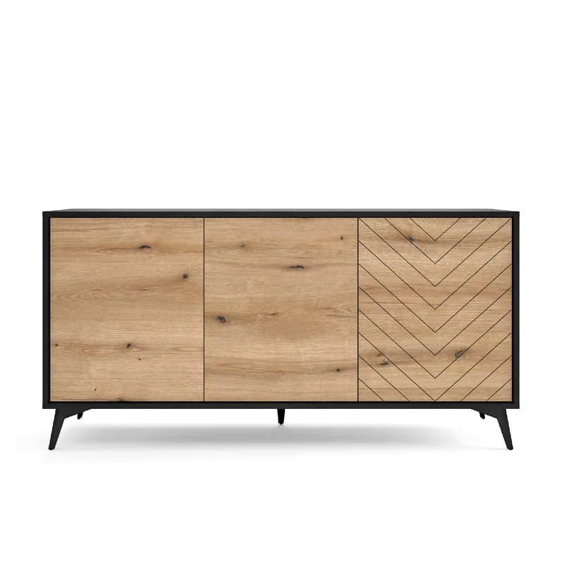 Madia 3 ante in legno laminato con piedi in metallo Evoke 154x77 cm