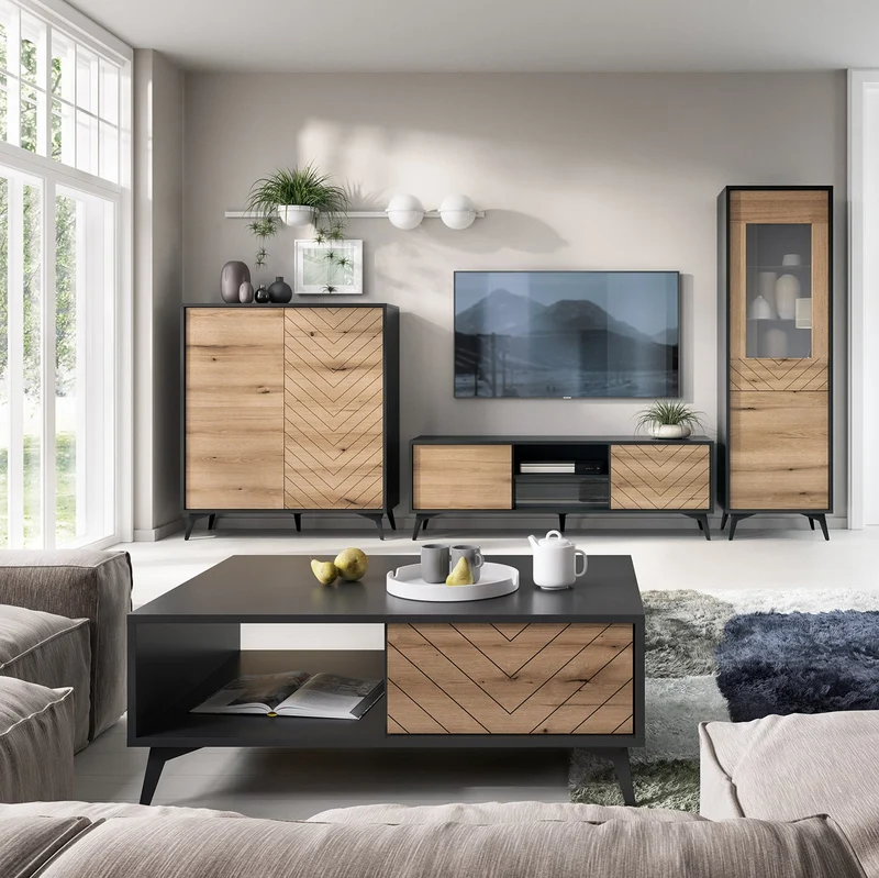 Credenza 2 ante in legno laminato con piedi in metallo Evoke 104x119 cm