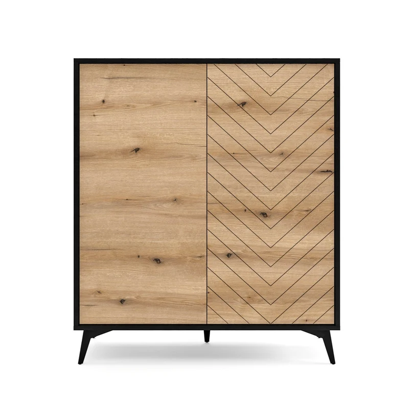 Credenza 2 ante in legno laminato con piedi in metallo Evoke 104x119 cm