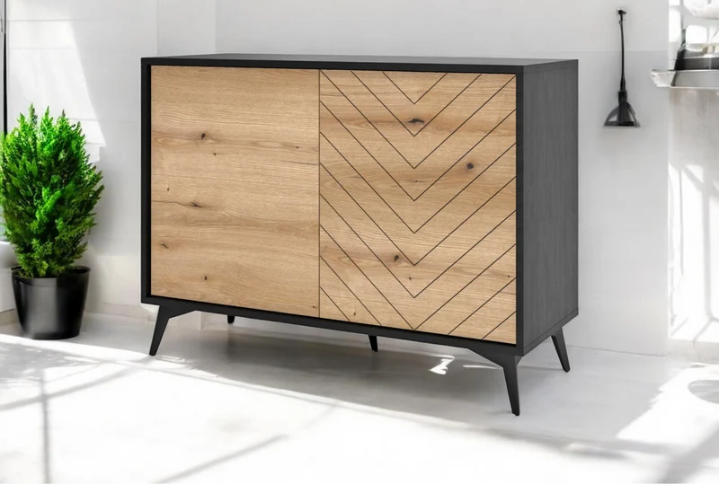 Madia 2 ante in legno laminato con piedi in metallo Evoke 104x77 cm