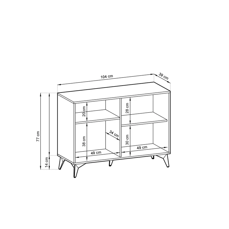Madia 2 ante in legno laminato con piedi in metallo Evoke 104x77 cm