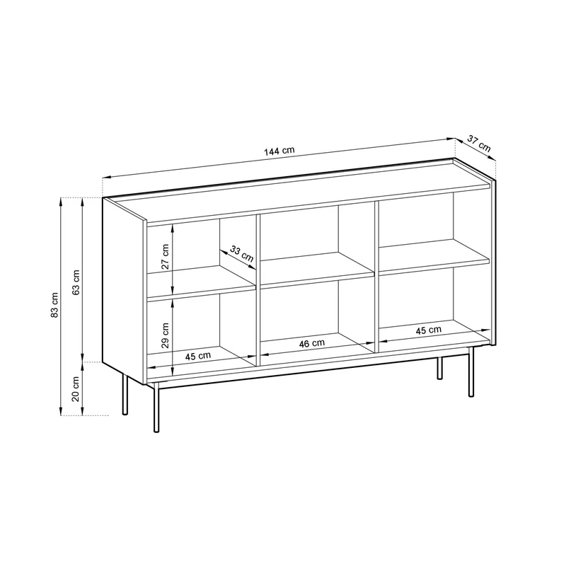 Madia 3 ante in legno laminato Lago 144x83 cm