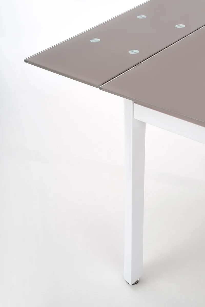 Tavolo allungabile in vetro beige con gambe in acciaio bianco Alston 120x80 cm - allungabile fino a 180 cm