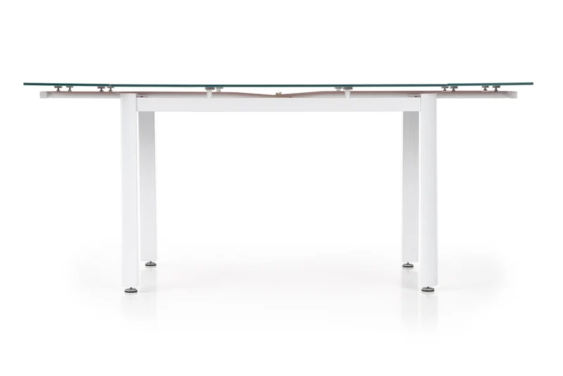 Tavolo allungabile in vetro beige con gambe in acciaio bianco Alston 120x80 cm - allungabile fino a 180 cm