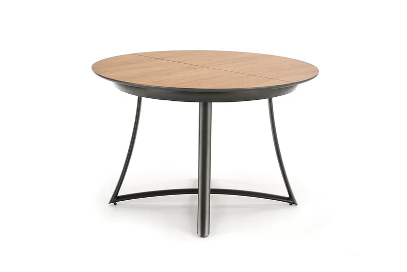Tavolo tondo allungabile in essenza rovere con gambe in acciaio nero Moretti Ø 118 cm - allungabile a 148 cm