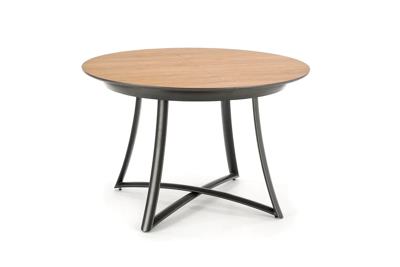 Tavolo tondo allungabile in essenza rovere con gambe in acciaio nero Moretti Ø 118 cm - allungabile a 148 cm