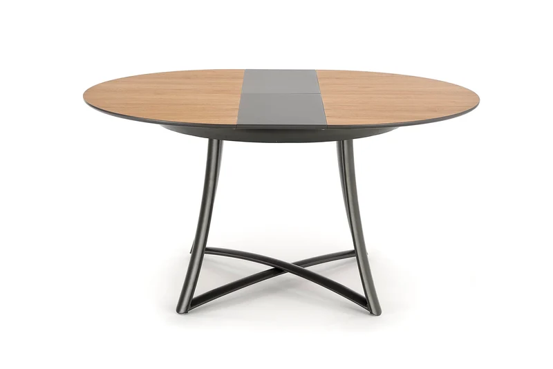 Tavolo tondo allungabile in essenza rovere con gambe in acciaio nero Moretti Ø 118 cm - allungabile a 148 cm