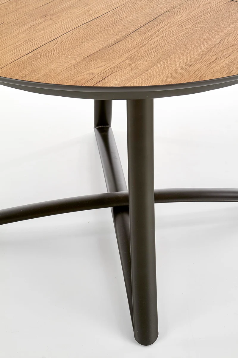 Tavolo tondo allungabile in essenza rovere con gambe in acciaio nero Moretti Ø 118 cm - allungabile a 148 cm
