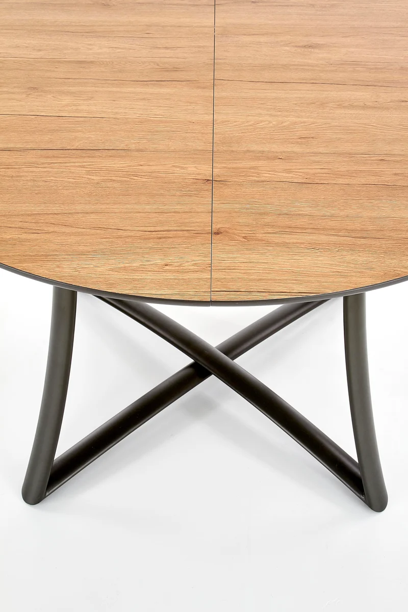 Tavolo tondo allungabile in essenza rovere con gambe in acciaio nero Moretti Ø 118 cm - allungabile a 148 cm