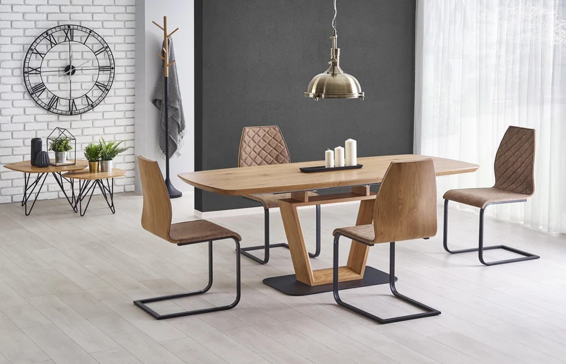 Tavolo allungabile in legno MDF laminato rovere Blacky 160x90 cm - allungabile fino a 220 cm