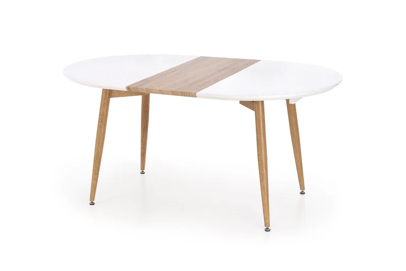 Tavolo allungabile in legno MDF laccato bianco con allunga e gambe legno naturale Caliber 160x90 cm - allungabile fino a 200 cm