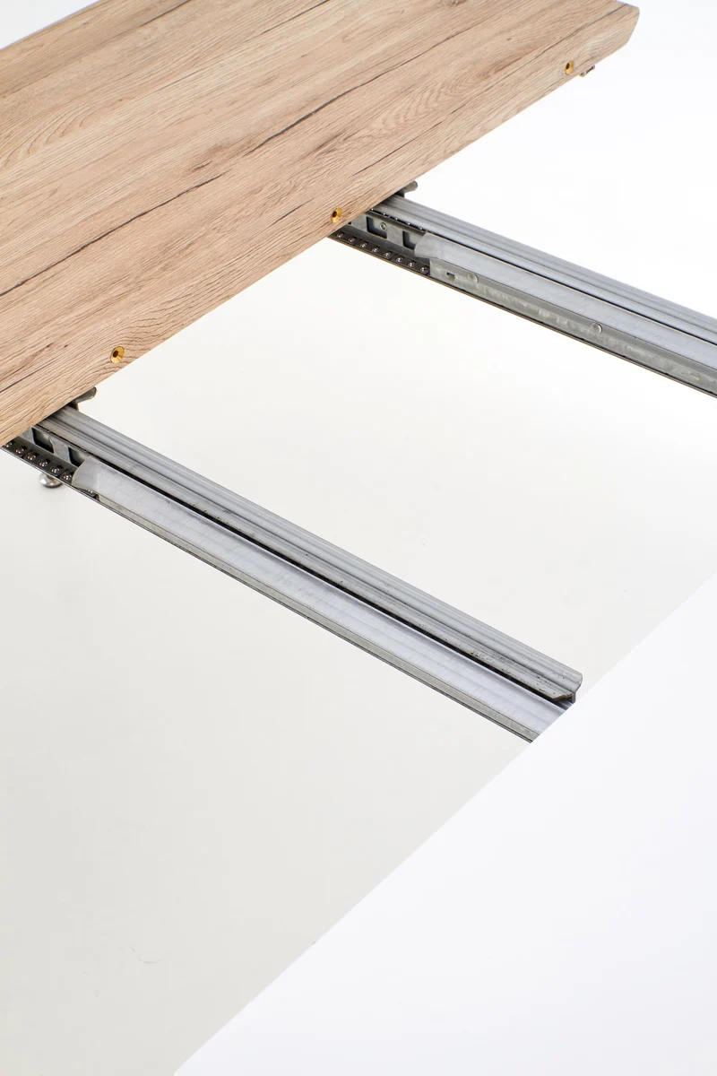 Tavolo allungabile in legno MDF laccato bianco con allunga e gambe legno naturale Caliber 160x90 cm - allungabile fino a 200 cm