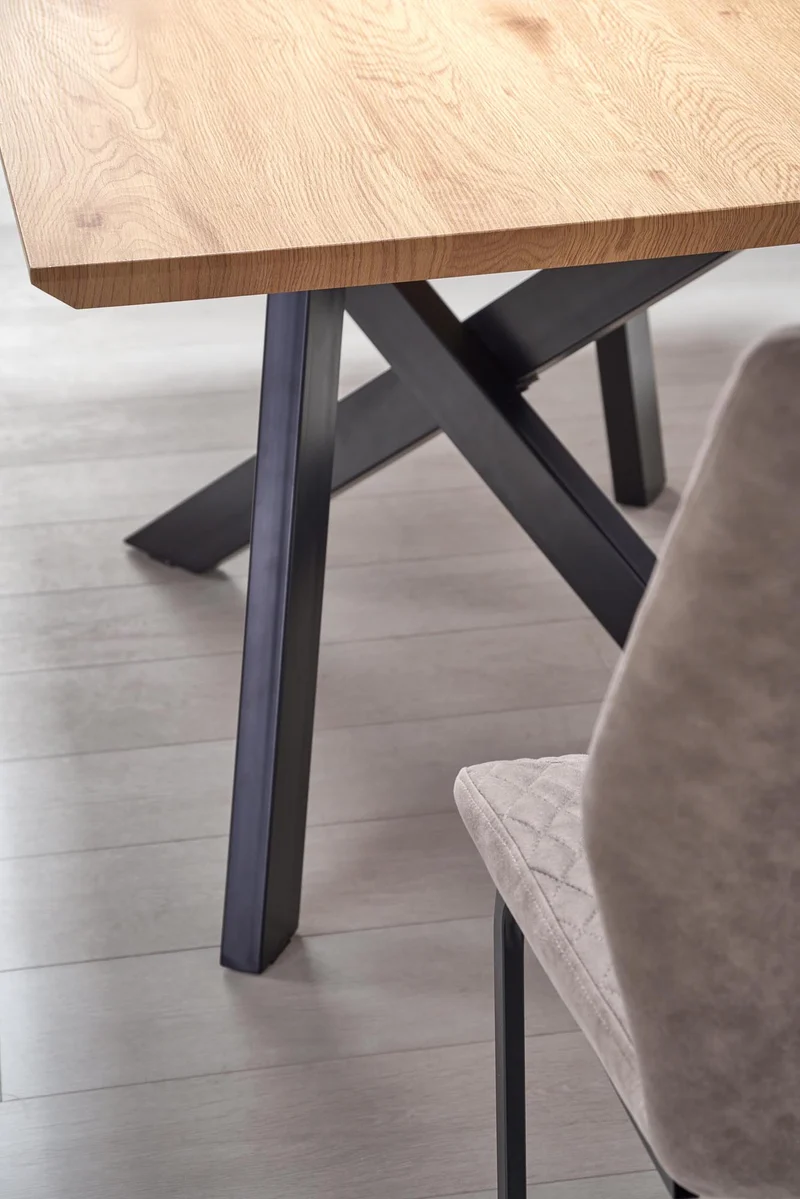 Tavolo allungabile in legno impiallacciato rovere con gambe in acciaio nero Capital 160x90 cm - allungabile fino a 200 cm