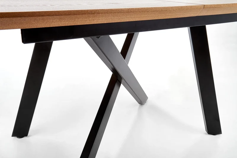 Tavolo allungabile in legno impiallacciato rovere con gambe in acciaio nero Capital 160x90 cm - allungabile fino a 200 cm