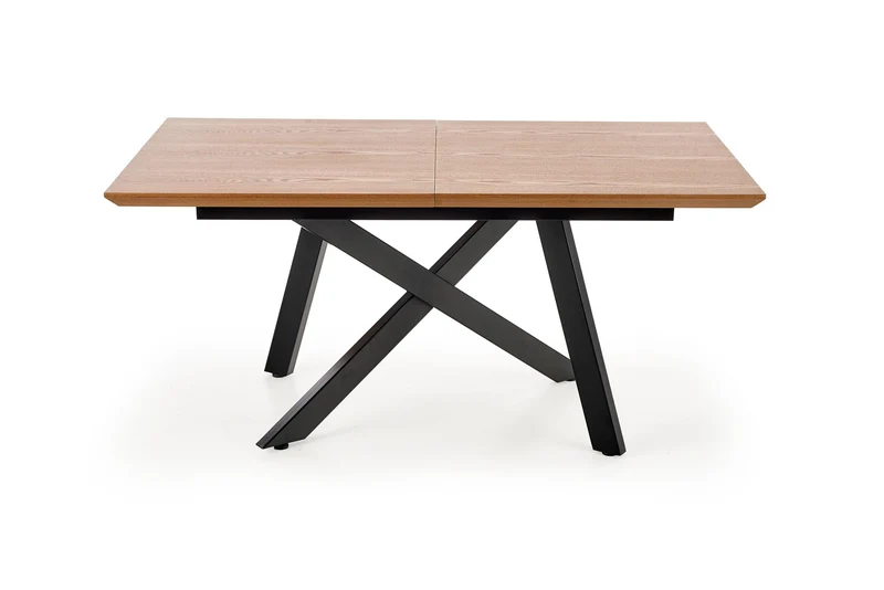 Tavolo allungabile in legno impiallacciato rovere con gambe in acciaio nero Capital 160x90 cm - allungabile fino a 200 cm