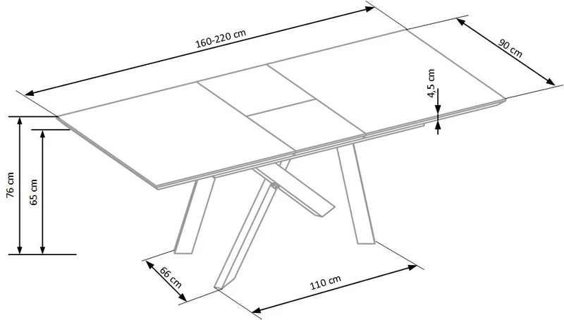 Tavolo allungabile in legno impiallacciato rovere con gambe in acciaio nero Capital 160x90 cm - allungabile fino a 200 cm