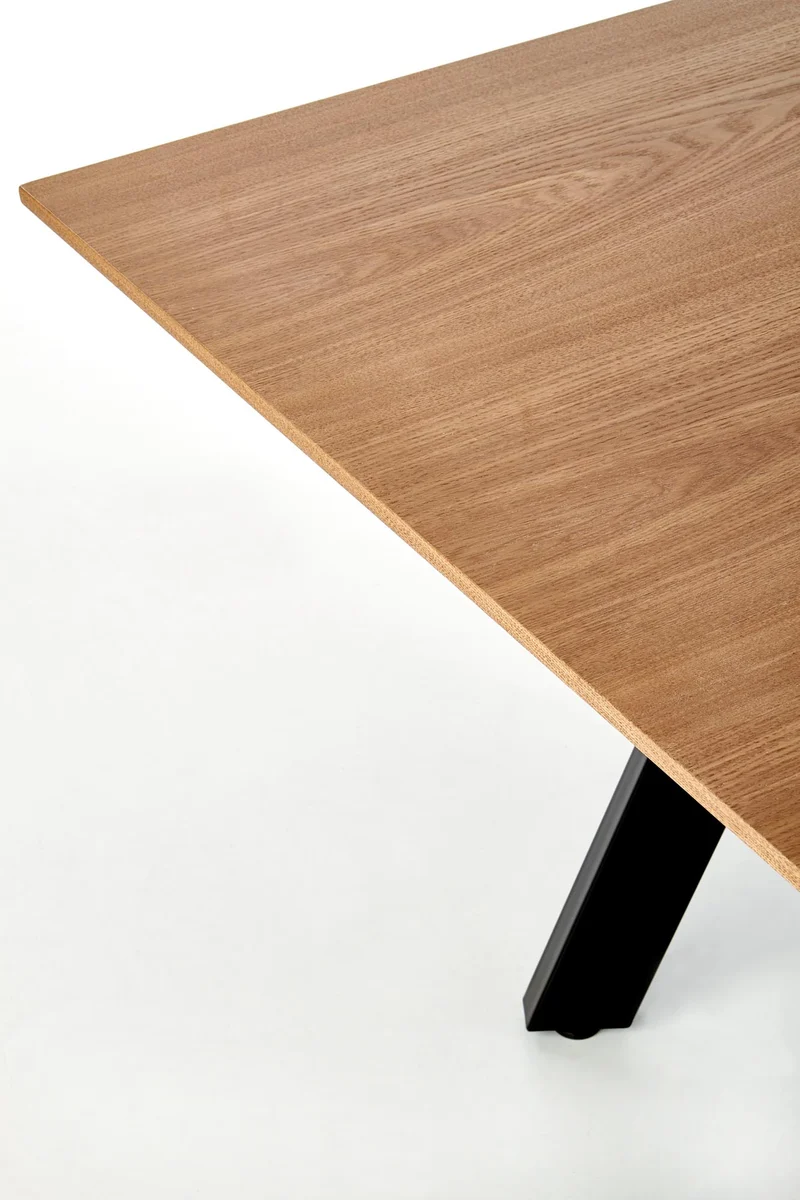 Tavolo allungabile in legno impiallacciato rovere con gambe in acciaio nero Capital 160x90 cm - allungabile fino a 200 cm