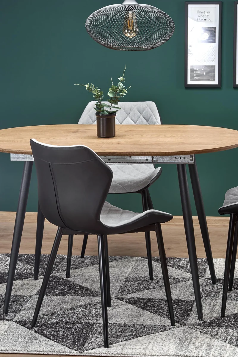 Tavolo allungabile in legno MDF laminato rovere e gambe in acciaio nero Colorado 120x80 cm - allungabile fino a 160 cm