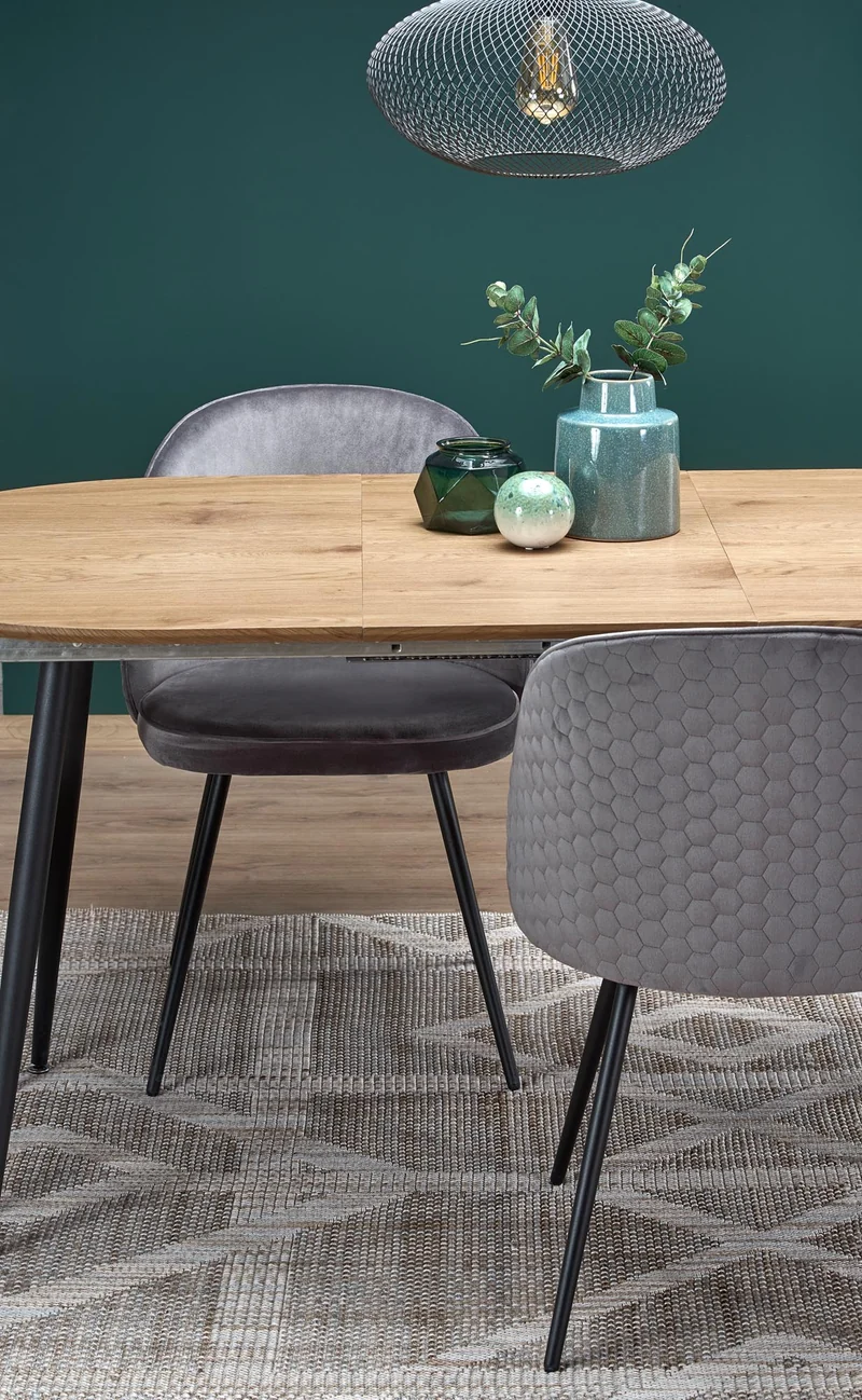 Tavolo allungabile in legno MDF laminato rovere e gambe in acciaio nero Colorado 120x80 cm - allungabile fino a 160 cm
