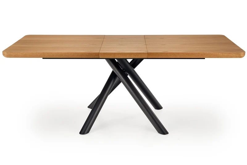 Tavolo allungabile in legno impiallacciato rovere con gambe in acciaio nero Derrick 160x90 cm - allungabile a 200 cm