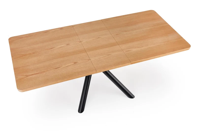 Tavolo allungabile in legno impiallacciato rovere con gambe in acciaio nero Derrick 160x90 cm - allungabile a 200 cm