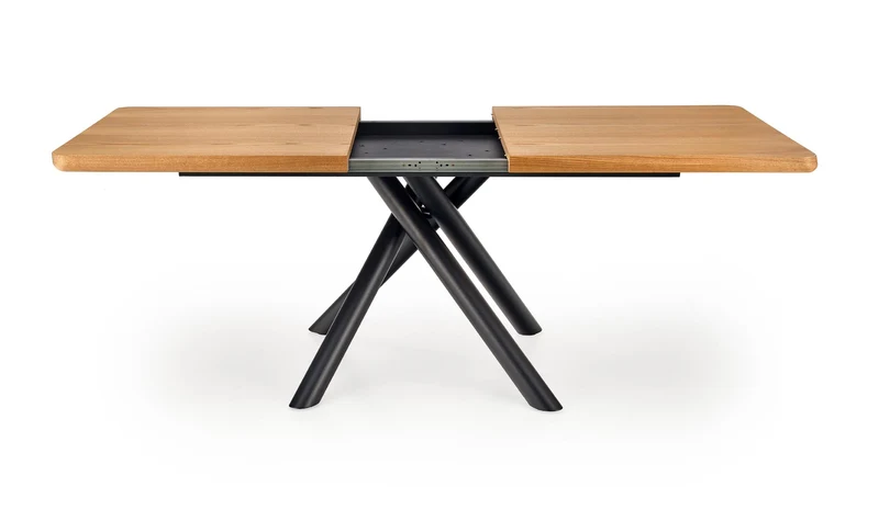 Tavolo allungabile in legno impiallacciato rovere con gambe in acciaio nero Derrick 160x90 cm - allungabile a 200 cm