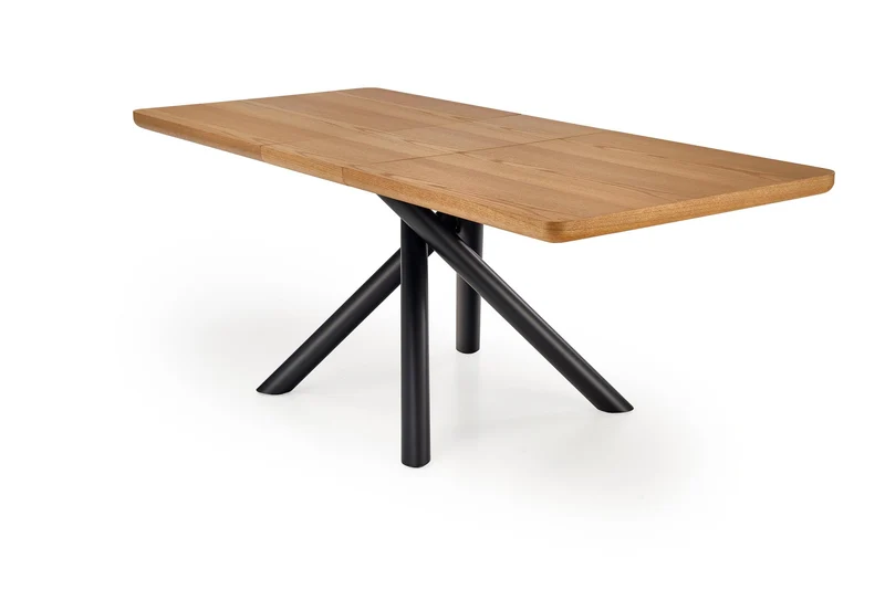 Tavolo allungabile in legno impiallacciato rovere con gambe in acciaio nero Derrick 160x90 cm - allungabile a 200 cm