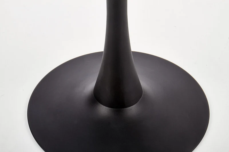 Tavolo tondo vetro effetto marmo bianco con piede in acciaio nero Ambrosio Ø 90 cm