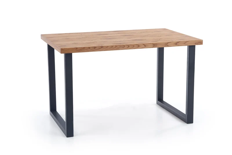 Tavolo allungabile in legno impiallacciato rovere con gambe in acciaio nero Horus 126x80 cm - allungabile a 206 cm