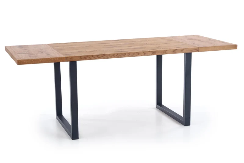 Tavolo allungabile in legno impiallacciato rovere con gambe in acciaio nero Horus 126x80 cm - allungabile a 206 cm