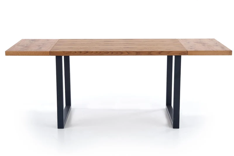 Tavolo allungabile in legno impiallacciato rovere con gambe in acciaio nero Horus 126x80 cm - allungabile a 206 cm