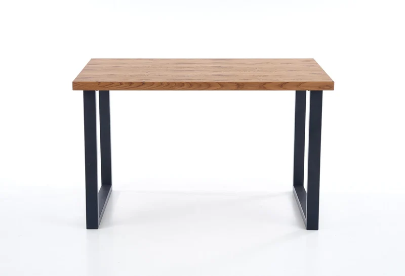 Tavolo allungabile in legno impiallacciato rovere con gambe in acciaio nero Horus 126x80 cm - allungabile a 206 cm