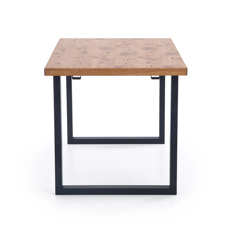 Tavolo allungabile in legno impiallacciato rovere con gambe in acciaio nero Horus 126x80 cm - allungabile a 206 cm