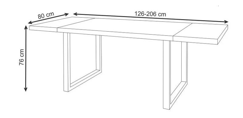 Tavolo allungabile in legno impiallacciato rovere con gambe in acciaio nero Horus 126x80 cm - allungabile a 206 cm