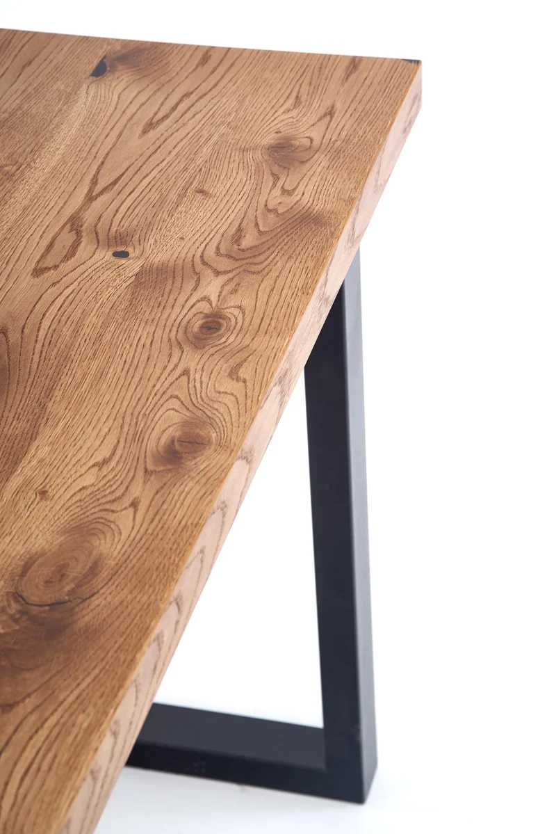 Tavolo allungabile in legno impiallacciato rovere con gambe in acciaio nero Horus 126x80 cm - allungabile a 206 cm