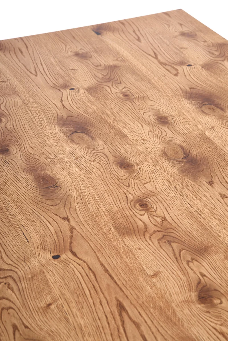 Tavolo allungabile in legno impiallacciato rovere con gambe in acciaio nero Horus 126x80 cm - allungabile a 206 cm