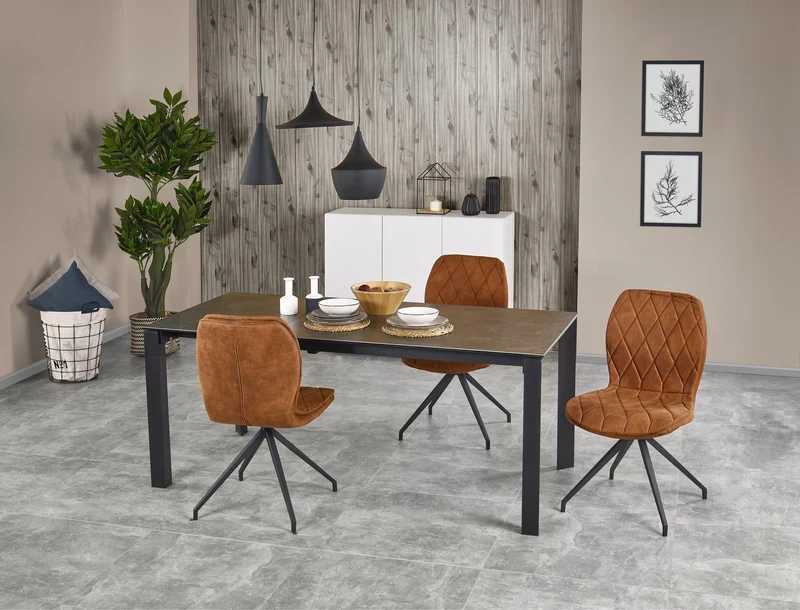 Tavolo allungabile in ceramica con gambe in acciaio nero Horizon 120x85 cm - allungabile a 180 cm